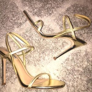 Steve Madden Gold Strappy Sandals.